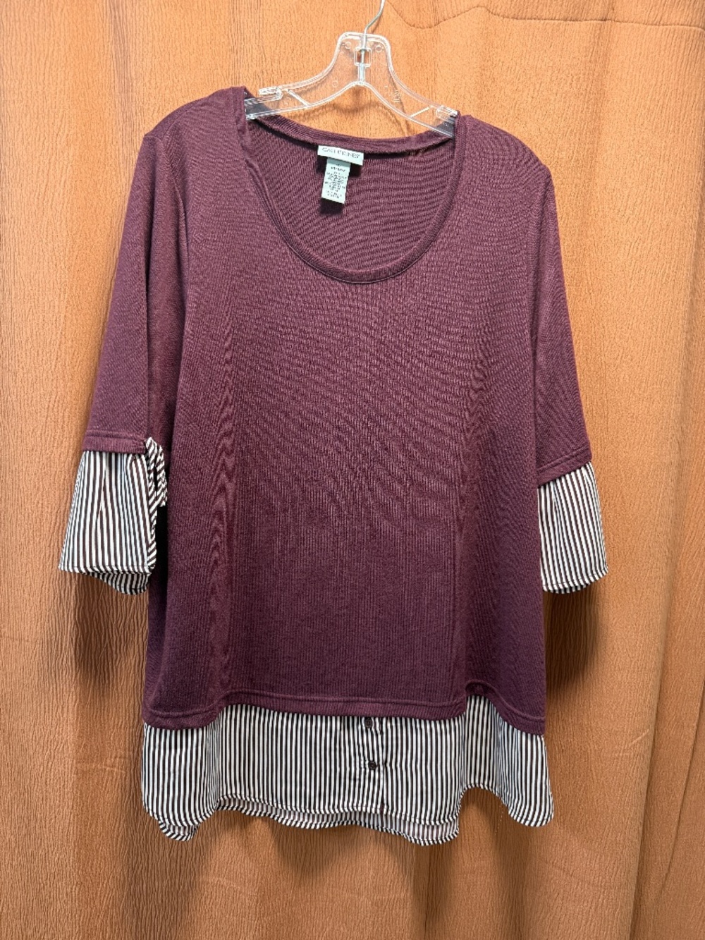 Catherine's women's plus size plum faux layered sweater - size 0X (14/16w)
